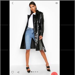 NWOT Boohoo Faux Leather Trench Coat